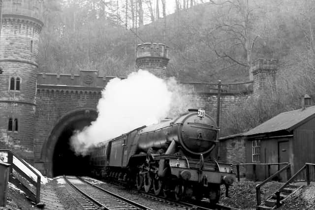 An A3 emerges from Bramhope Tunnel in February 1958.