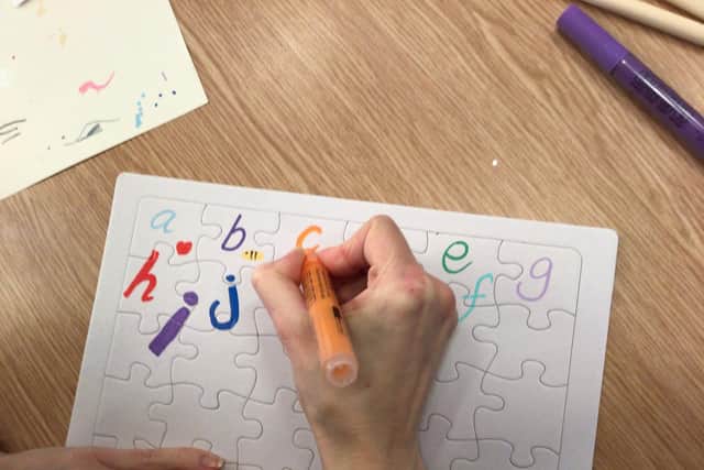 An alphabet jigsaw was among the activities made by patients at Leeds Children's Hospital.