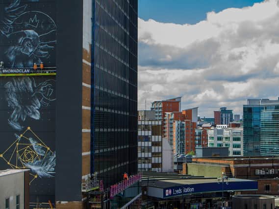 The Athena Rising mural on the side of the Platform Building at Leeds Station, created by Hayley Garner and Joy Gilleard of Nomad Clan. Photo: James Hardisty