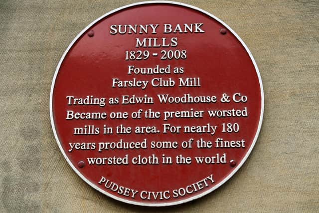 A plaque explaining the history of Sunnybank Mills. Photo: Jonathan Gawthorpe