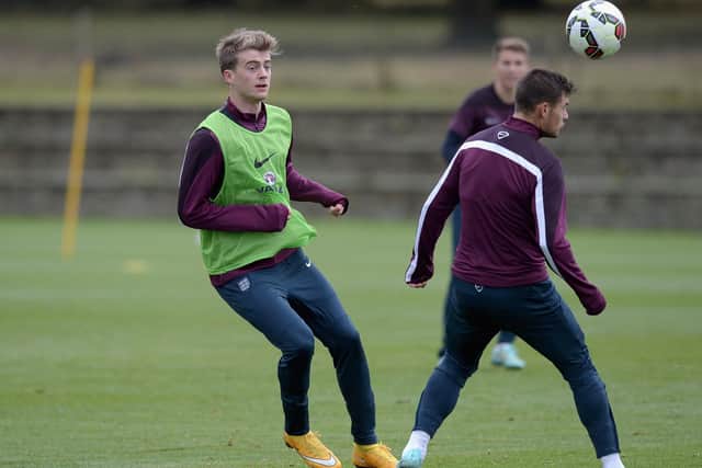FLASHBACK: Leeds United striker Patrick Bamford pictured during a training session with Gareth Southgate's England's under 21s St George's Park back in October 2014. Photo by Gareth Copley/Getty Images.