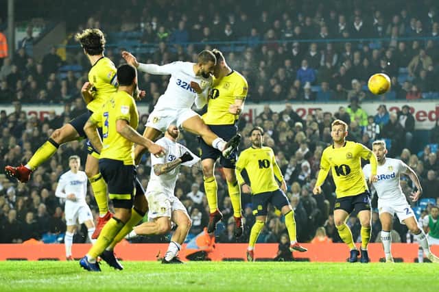 FOND MEMORY - Kemar Roofe heading in the stoppage time winner for Leeds United against Blackburn Rovers. Pic: Getty