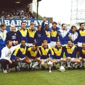 CHAMPIONS: Leeds United with the 1991-92 Football League Division One trophy. Photo by Getty Images.