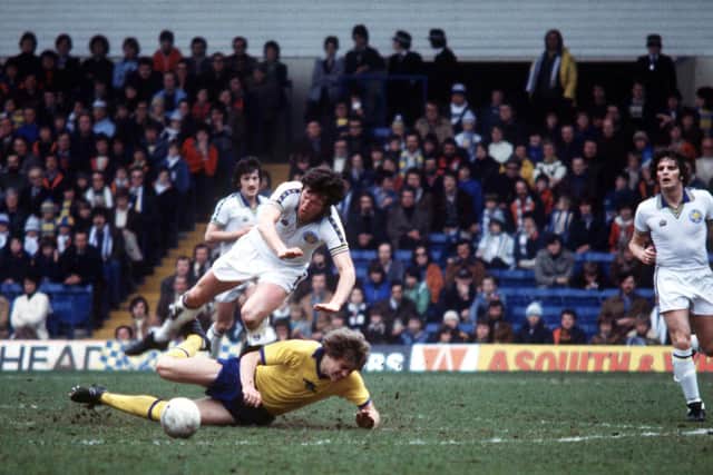 TREBLE TONIC: For Leeds United winger Eddie Gray, pictured above in action in 1978. Photo by Varleys.
