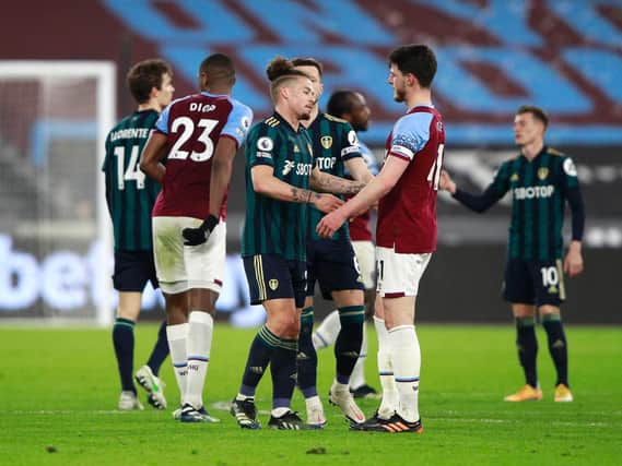 TIGHT CALL - Gareth Southgate has two young talents for the defensive midfield role in Kalvin Phillips of Leeds United and West Ham's Declan Rice. Pic: Getty
