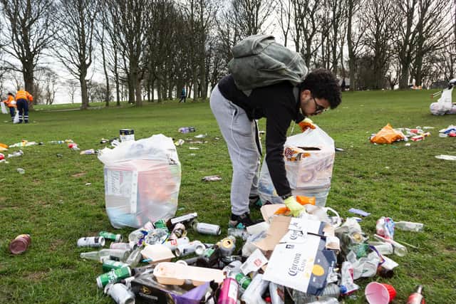 Leeds Council and volunteers were picking up the litter this morning (photo: SWNS)