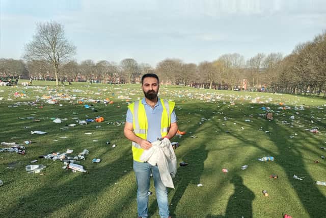 Kurdish House Leeds litter picking group assist in mammoth five hour cleanup operation on Woodhouse Moor