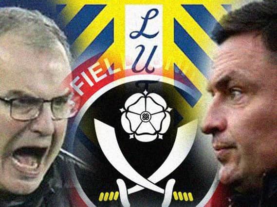 PRESENT AND PAST: Leeds United head coach Marcelo Bielsa, left, and Sheffield United boss Paul Heckingbottom, right. Graphic by Graeme Bandeira.