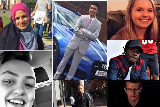 We remember the recent victims of knife crime in Leeds. Anti-clockwise from top left: Abida Karim, Jodi Miller, Keith Harrower, St John Lewis, Tcherno Ly, Poppy Devey Waterhouse, Irfan Wahid