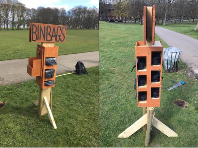 A Leeds Beckett University student has invented a genius way to provide bin bags at Woodhouse Moor