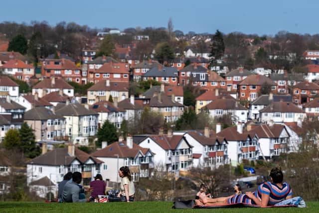 People enjoying the sun at Chapel Allerton Park in Leeds