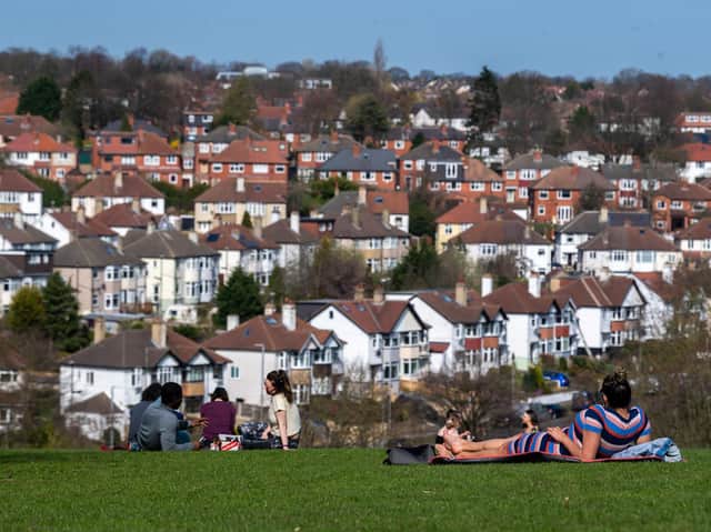 People enjoying the sun at Chapel Allerton Park in Leeds