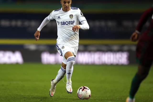 SUPPORT: For Leeds United's record signing Rodrigo, above, from Leeds United head coach Marcelo Bielsa. Photo by MARTIN RICKETT/POOL/AFP via Getty Images.