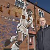 GLOWING TRIBUTE: From former Leeds United left back Tony Dorigo, pictured in front of the giant Gary Speed mural in Bramley. Picture by Steve Riding.