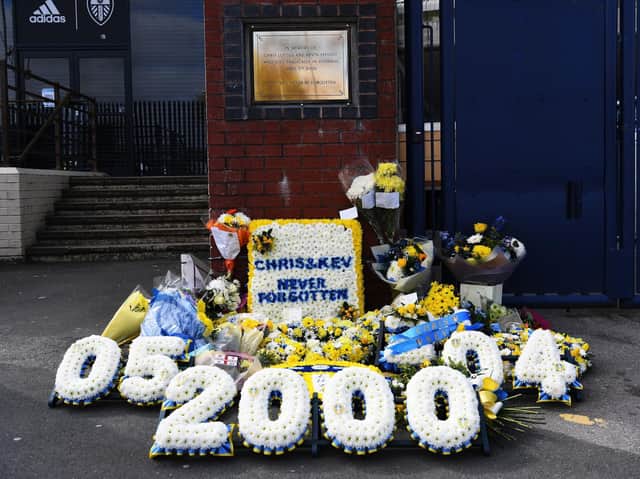 Flowers and tributes were left at Elland Road on Saturday by fans and players. Pic: Jonathan Gawthorpe
