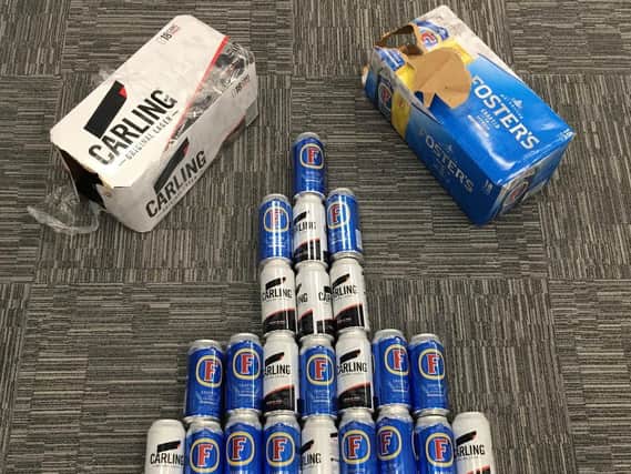 Four teenagers left behind the "almost full" crates of beer after being spotted by the police. Photo provided by West Yorkshire Police Leeds East team.