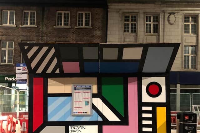 Artist Ben Craven turned a bus stop on The Headrow into a colourful work of art. Photo provided by artist.