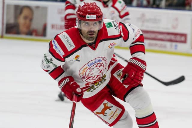 Swindon player-coach Aaron Nell pulled his team level against Leeds Knights at Elland Road in the 22nd minute. Picture: Kat Medcroft/Wildcats Media.