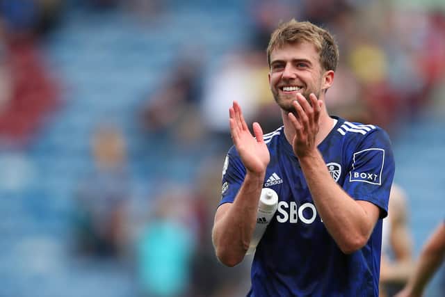 Leeds United's Patrick Bamford salutes the club's supporters. Pic: Getty
