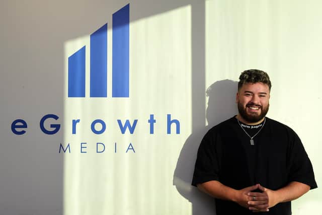 Joe Taylor, 22, is the founder of marketing agency eGrowth Media (Photo: Jonathan Gawthorpe)