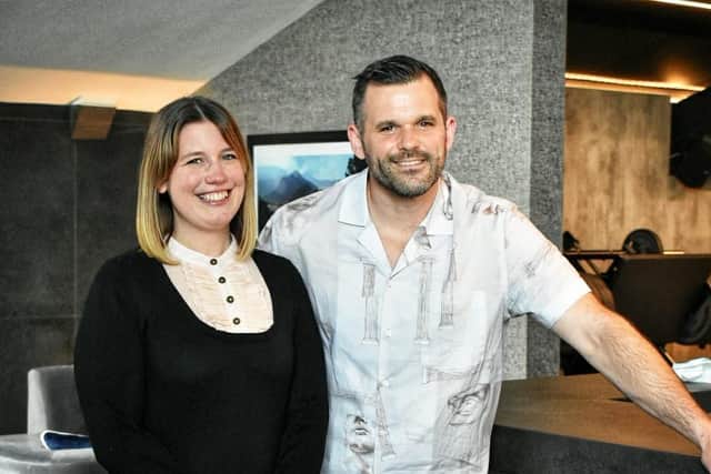 Pro 11 Wellbeing’s managing director, Andrew Dickinson (right), pictured with Office Manager, Tamsin Duce (left)