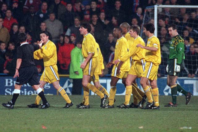 DIFFERING ROLES: Current Leeds United under-23s boss Mark Jackson was part of the Whites side, above, that progressed past Crystal Palace in the FA Cup third round back in January 1997. Picture by Dan Oxtoby.