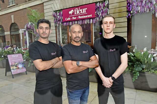 Bobby says applying for the YEP's Oliver Awards has given a much-needed morale boost to his team. He's pictured with chefs Zubair, left, and George, right