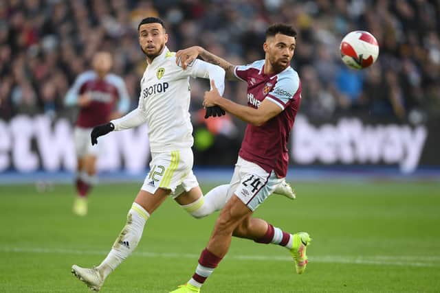 Leeds United forward Sam Greenwood in action at West Ham. Pic: Getty