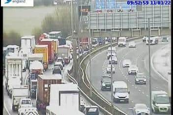 Delays are expected after a crash on the M62 at Junction 29. Photo: Highways England.