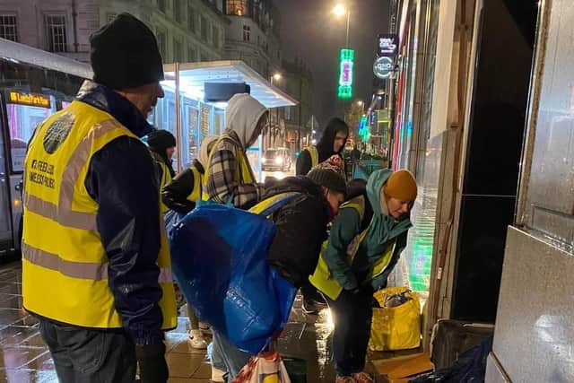 Volunteers from Feed Leeds Homeless Project in Leeds city centre.