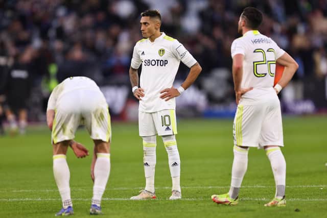Leeds United's players react during defeat to West Ham. Pic: Getty