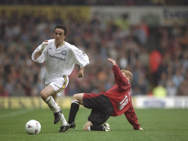 Gary Kelly gets the better of Manchester United midfielder Paul Scholes during the Premier League clash at Elland Road in September 1997. Leeds won 1-0.