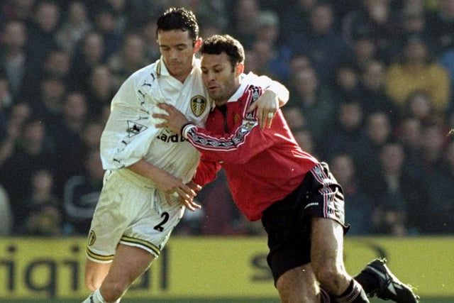 Gary Kelly and Manchester United winger Ryan Giggs get close during the Premiership clash at Elland Road in February 2000. The Red Devils won 1-0.