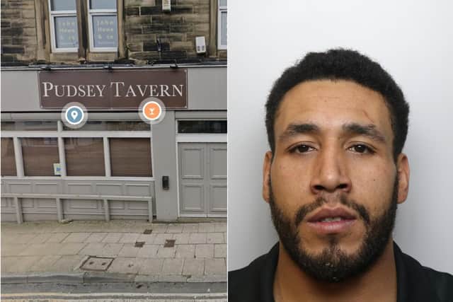 Marcus Goodwin slashed two brothers across the face with a broken bottle during an attack outside the Pudsey Tavern.