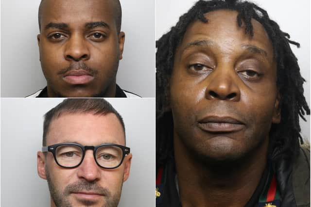 Trai Golding (top left), Damon Tremble (bottom left) and Michael Stewart were jailed for a total of more than 11 years at Leeds Crown Court after pleading guilty to possessing cocaine with intent to supply.