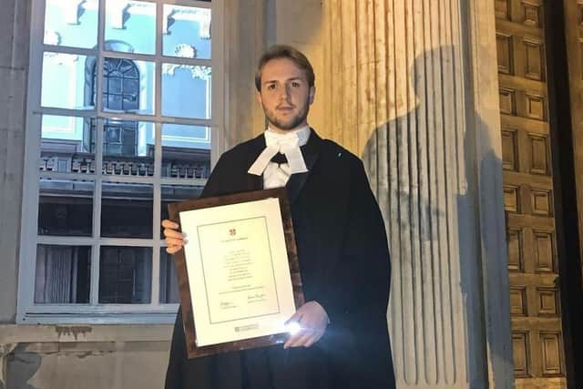 Scott Caizley pictured at his Cambridge graduation