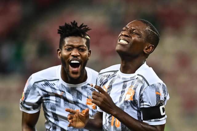 Ivory Coast captain Max Gradel celebrates scoring the opening goal during his side's 1-0 win over Equatorial Guinea at the Africa Cup of Nations. Pic: Charly Triballeau.
