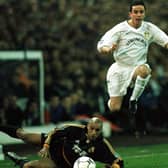 Gary Kelly jumps over Roberto Carlos of Real Madrid during the Champions League clash at Elland Road in November 2000. PIC: Getty
