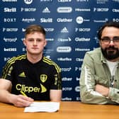 PRO DEAL: For 18-year-old Leeds United 'keeper Harry Christy, left, pictured alongside director of football Victor Orta. Picture by LUFC.