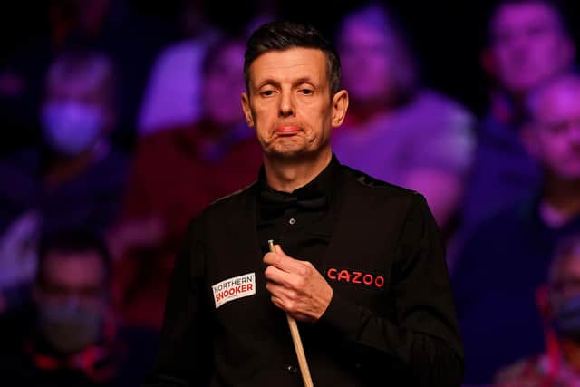 Peter Lines reacts during his game against Zhao Xintong, during day nine of the Cazoo UK Championship at the York Barbican. Picture date: Wednesday December 1, 2021.