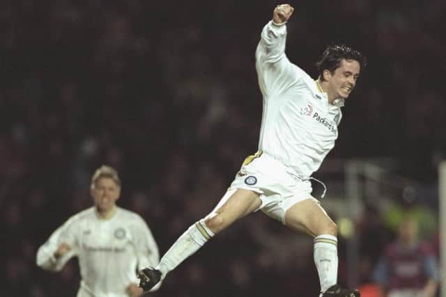 PIECE OF BRILLIANCE: A superb free-kick from Gary Kelly, above, set Leeds United on their way to a 2-0 victory at West Ham United back in January 1997 as an 18-year-old Frank Lampard looked on from the bench. Picture by Ross Kinnaird /Allsport via Getty.