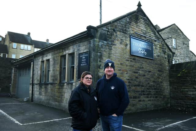 James and Sally Hanson, owners of The Thornhill  in Calverley, outside the stables that they wanted to turn into a new deli and bar. Picture: Jonathan Gawthorpe