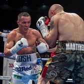 Josh Warrington goes on the attack against Kiko Martinez in 2017. Warrington will take on Martinez again in March for the IBF title. Picture: James Hardisty.