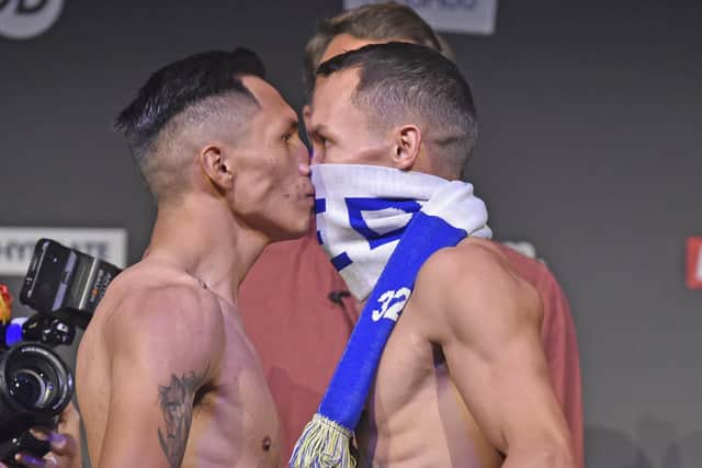 Josh Warrington and Mauricio Lara go face to face ahead of their last fight at Headingley. Picture: Steve Riding.