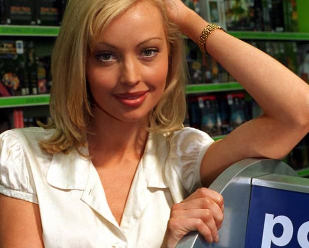 This is Neighbours star Kimberley Davies pictured during a visit to Software City in Leeds in August 1996.