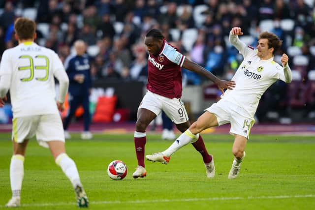 West Ham striker Michail Antonio in action against Leeds United. Pic: Getty