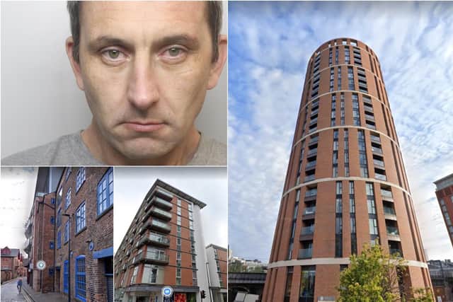 Burglar Paul Digney stole £4,500 worth of bikes from Simpsons Fold (left), New York Apartment (centre) and Candle House.