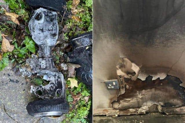 The explosion destroyed the hoverboard and plug socket on the wall at the house in Pudsey.