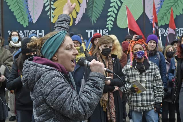 Emily Carrigan led the protest and said: "Protests are incredibly important if we want a fundamental democracy".