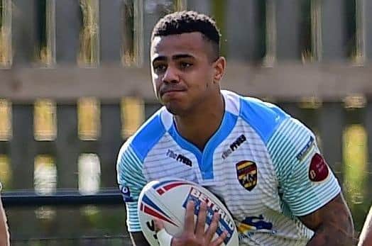 Andy Gabriel who scored two tries for Dewsbury Rams in the pre-season friendly with Huddersfield Giants. Picture: Paul Butterfield.
